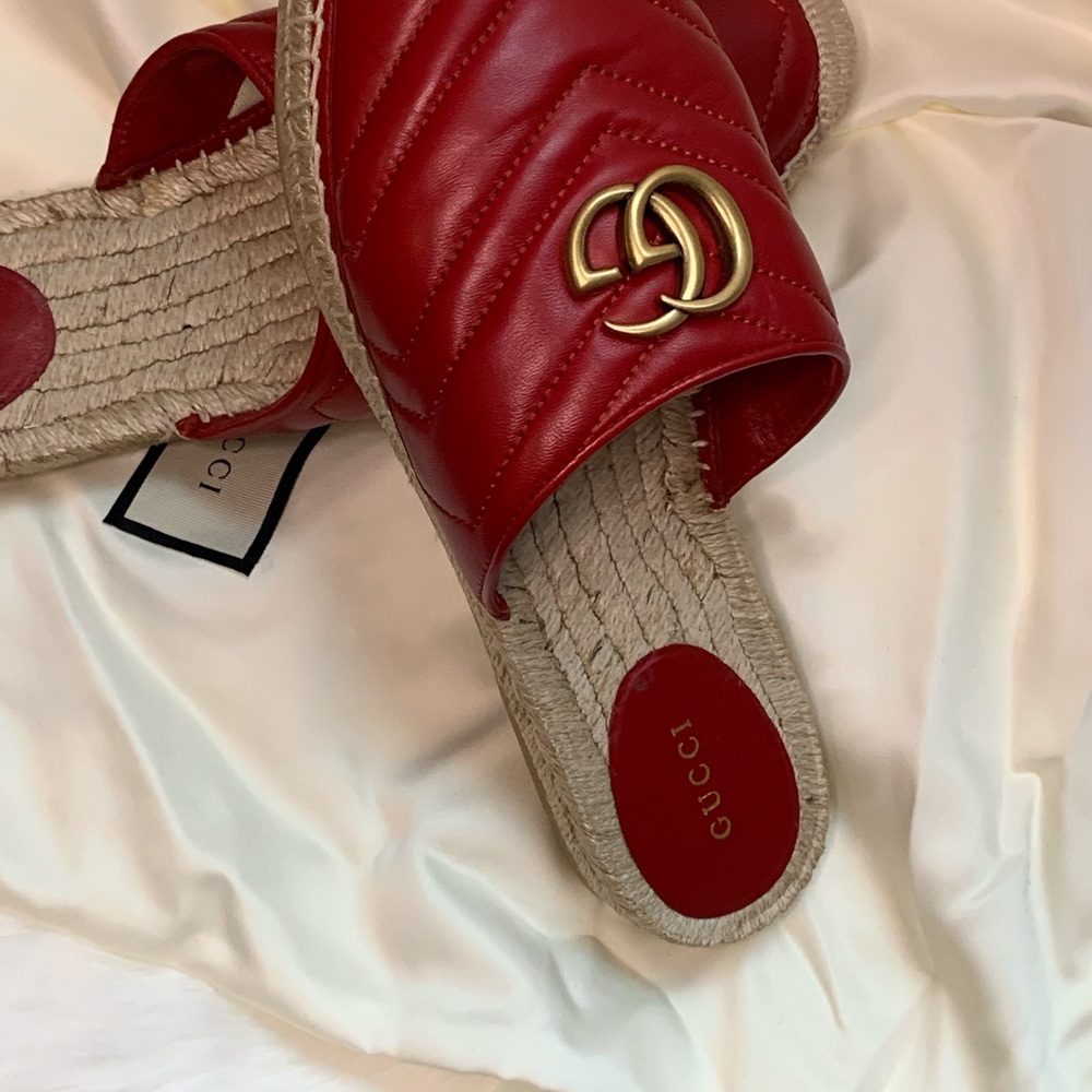 Gucci Hibiscus Red Pilar Espadrilles mules - Picture 4 of 6